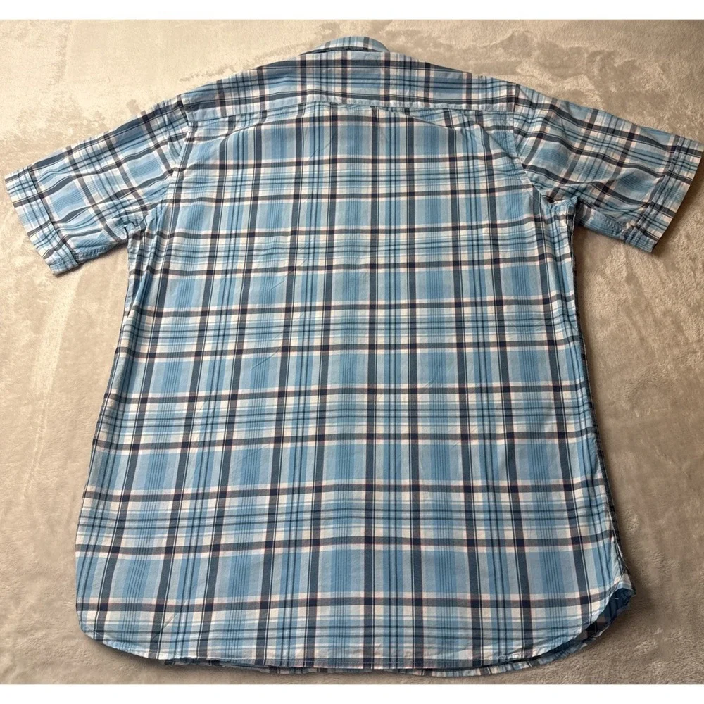 Toscano Patrick Assaraf Mens Plaid Short Sleeve Button Down Shirt‎ Size S